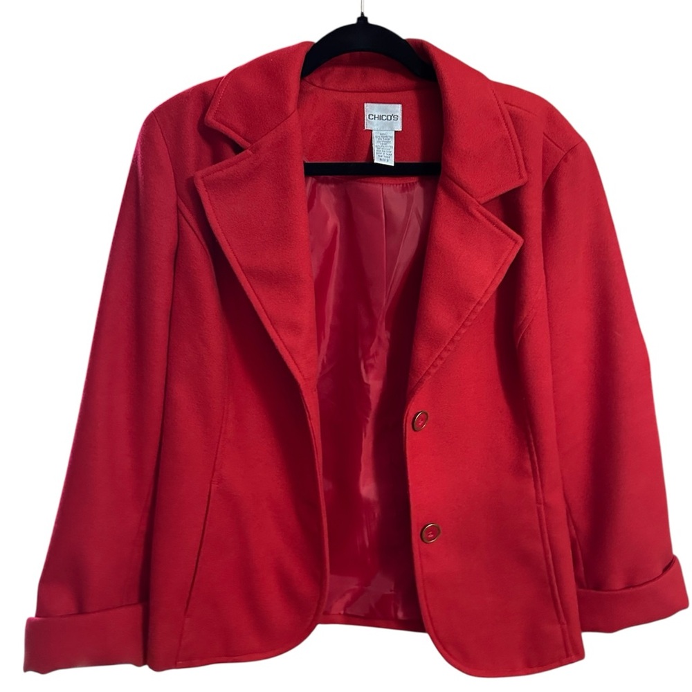 Chico's Bright Red Blazer with Notch Lapel